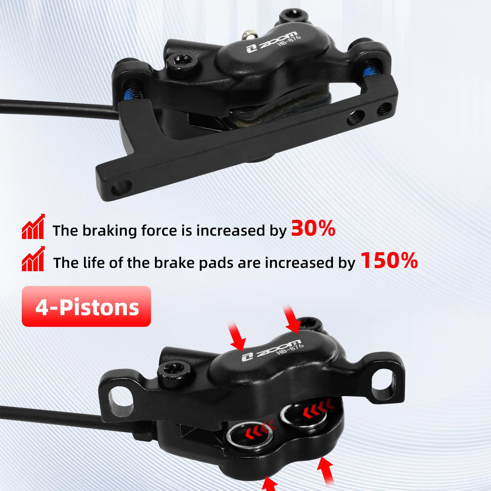 ZOOM HB876E Hydraulic Disc Bra - огляд і ціна Zoom Hydraulic Brake 4 Piston E-Scooter
